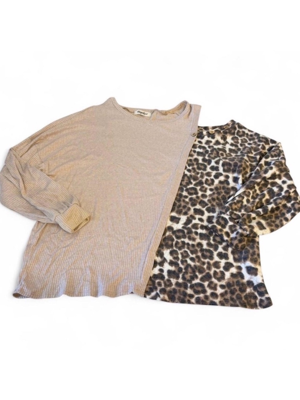3/$20 Haptics Ribbed Cheetah Peek-a-Boo Shoulder Blouse Top Women’s Plus 3X